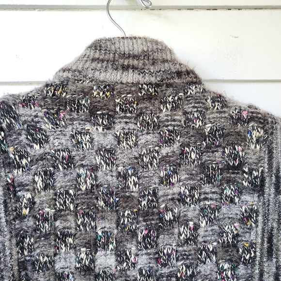 Vintage 80's Gallery Gray Fleck Sweater Coat M/L - Picture 9 of 10
